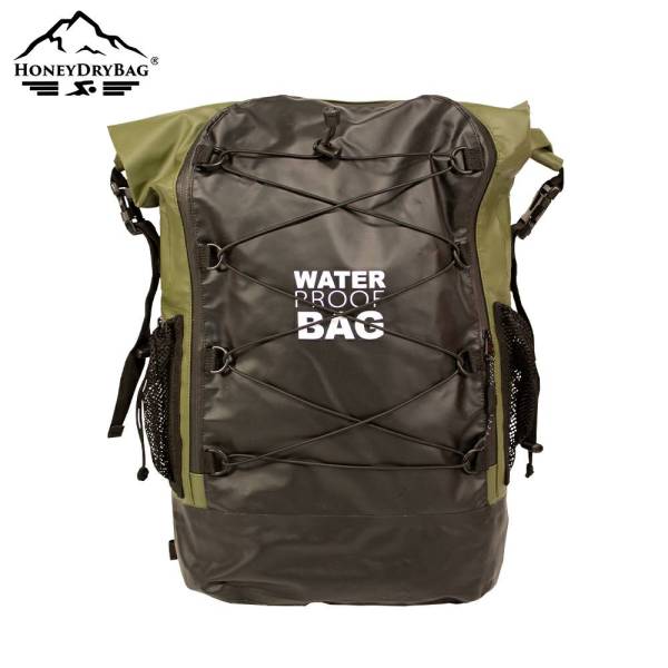 PVC Waterproof Backpack | Roll-top Backpack with Bungee Cord and Zipper Pocket