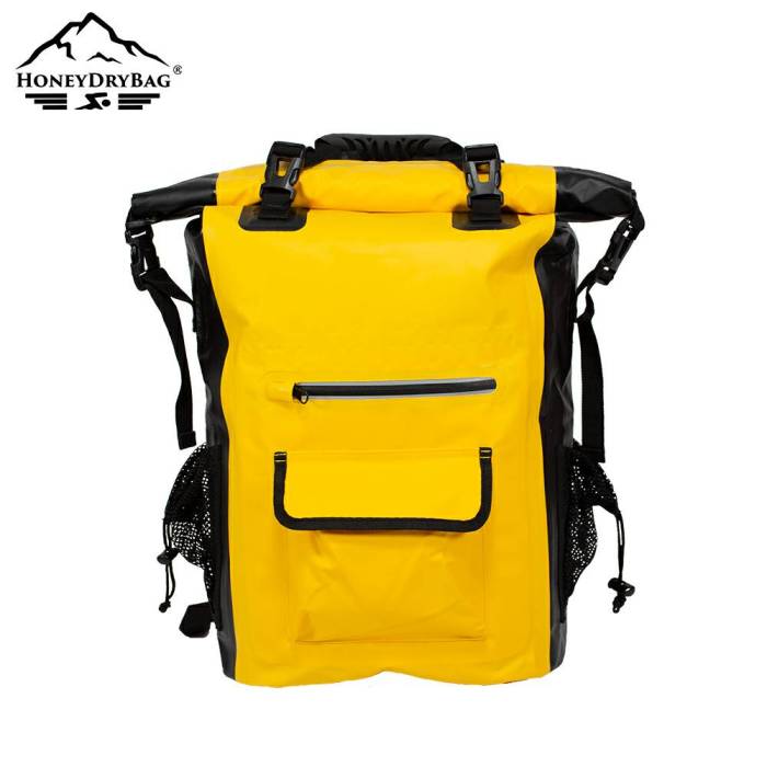 Double Buckle Two Tone Waterproof Backpack with Mesh Pockets