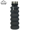 Silicone Collapsible Water Bottle with Stainless Steel Lid and Carabiner