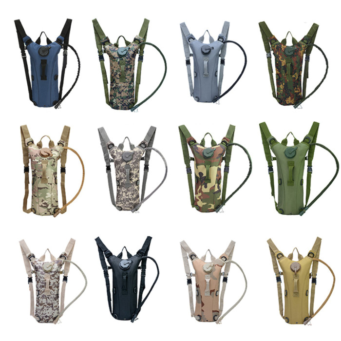 Wholesale price custom large capacity 1L 3L running and cycling camouflage tactical hydration waterproof backpack