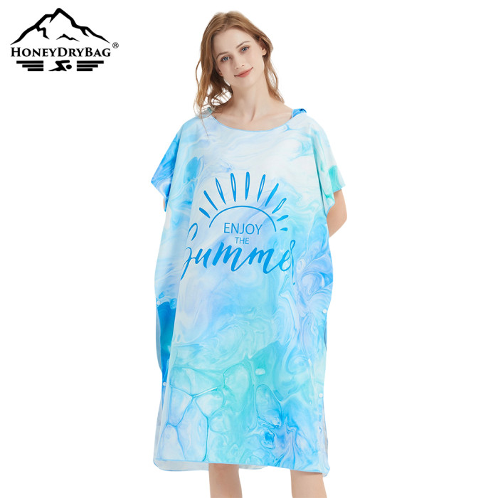 Short Sleeve Beach Towel Shawl Bathrobe Microfibre Sweat Absorbent Adult Quick Dry Clothes