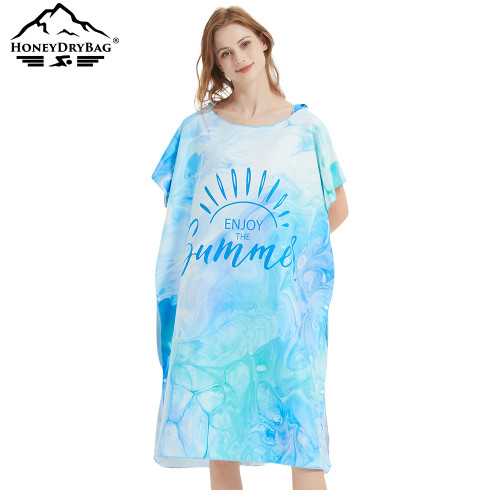 Short Sleeve Beach Towel Shawl Bathrobe Microfibre Sweat Absorbent Adult Quick Dry Clothes