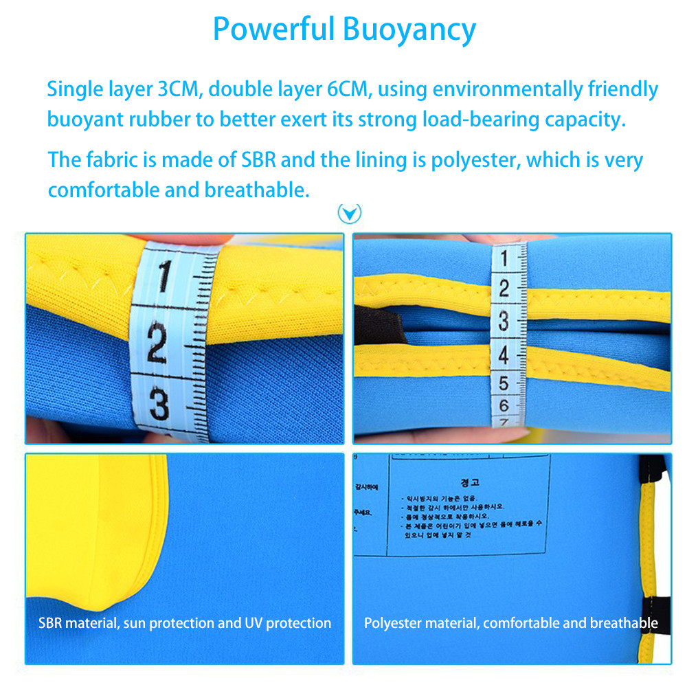 Single layer 3CM, double layer 6CM, using environmentally friendlybuoyant rubber to better exert its strong load-bearing capacity.The fabric is made of SBR and the lining is polyester, which is verycomfortable and breathable.