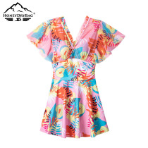 New Female One Piece Swimsuit Summer Beach Dress Floral Print Underwire Thin Swimsuit Swimsuit