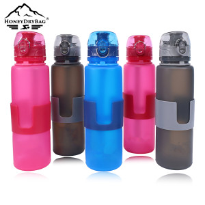 Reusable Customized BPA Free Leakproof Portable Sports Gym Foldable Silicone Water Bottle