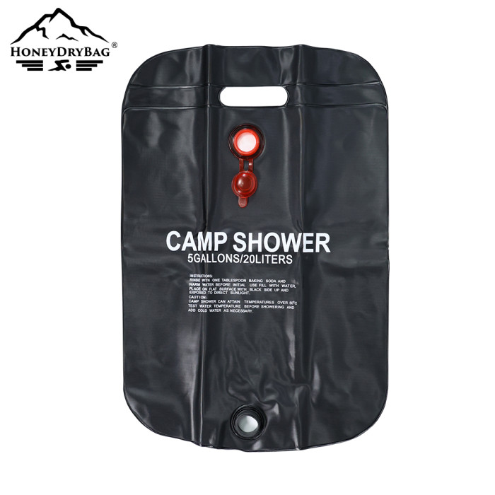Wholesale 20L Outdoor Camping Shower Bag PVC Material with Adjustable Water Flow On-Off Shower Head