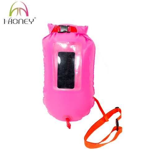 Multi Functional Swim Buoy With Touchscreen Window And Storage Compartment For Open Water Swimming Safety
