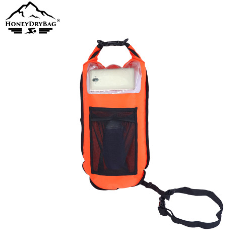 High Visibility Open Water Swim Buoy with 28L Dry Bag & Mesh Pocket | Safety Tow Float for Swimmers, Triathletes & Ocean Swimming