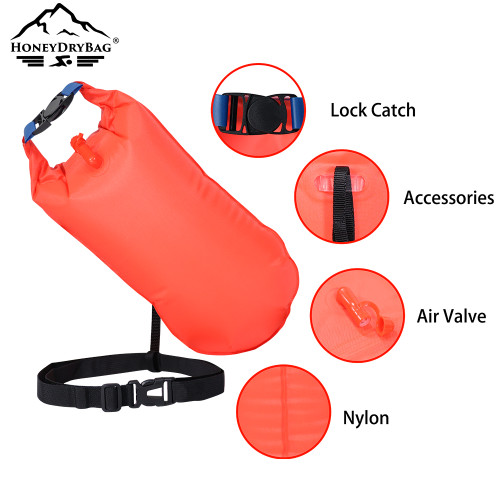 Swim Buoy for Open Water Swimming - Adjustable Waist Strap, Lightweight PVC Float for Safety & Toweling in Ocean, Lakes