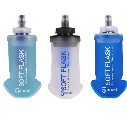 Filtration TPU Water Bottle - Leak-Proof & Portable TPU Kettle for Running, Travel | 250ml, 350ml, 500ml in Blue & Gray
