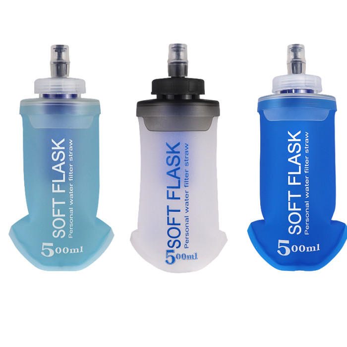 Filtration TPU Water Bottle - Leak-Proof & Portable TPU Kettle for Running, Travel | 250ml, 350ml, 500ml in Blue & Gray