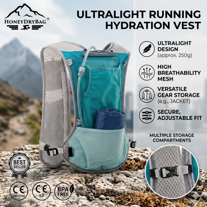 Custom Design Men's Hiking Waterproof Lightweight Backpack Hydration Bag