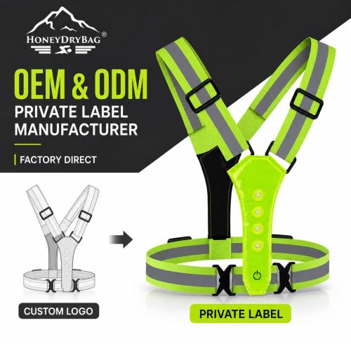 USB Rechargeable LED Reflective Running Vest Custom Logo For Marathon Trail Triathlon