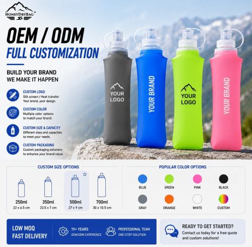 Custom Collapsible TPU Soft Flask BPA-Free For Trail Running Marathon Triathlon