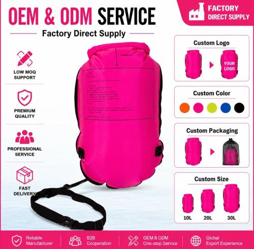 Custom Logo TPU Swim Tow Float, 20L Dry Bag & Safety Buoy