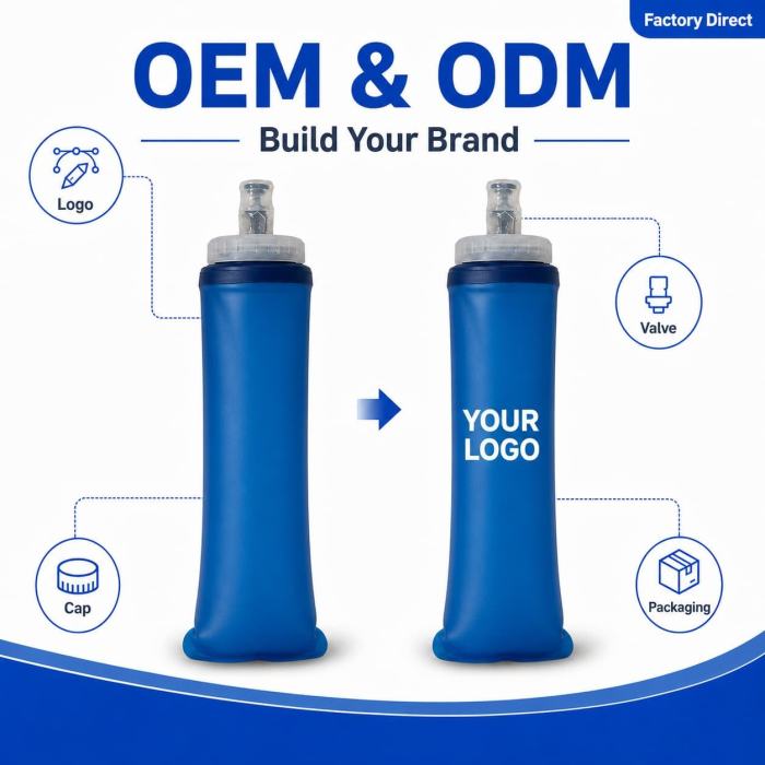OEM Collapsible TPU Soft Flask, BPA‑Free Running Soft Water Bottle For Trail Marathon