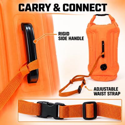 High Visibility Open Water Swim Buoy 28L, Tow Float with Dry Bag
