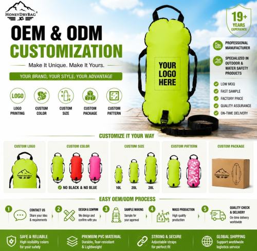 Wholesale Custom Logo Swim Safety Buoy with Adjustable Waist Belt