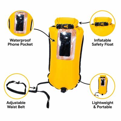 Safe Swim Buoy High-Visibility Buoy with Clear Phone Compartment for Open Water