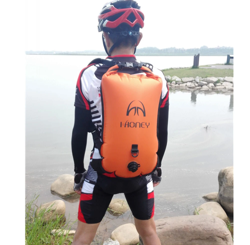 High Visibility PVC Inflatable Safety Flotation Swim Buoy Waterproof Design For Open Water Swimmers Equipment