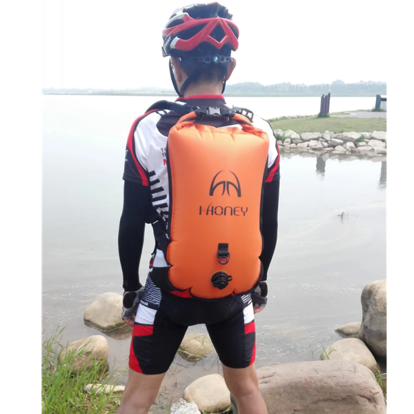 High Visibility PVC Inflatable Safety Flotation Swim Buoy Waterproof Design For Open Water Swimmers Equipment