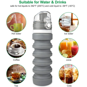 Compact and portable: Food-grade silicone water bottle | Essential for outdoor adventures and daily commutes, reusable, factory direct supply