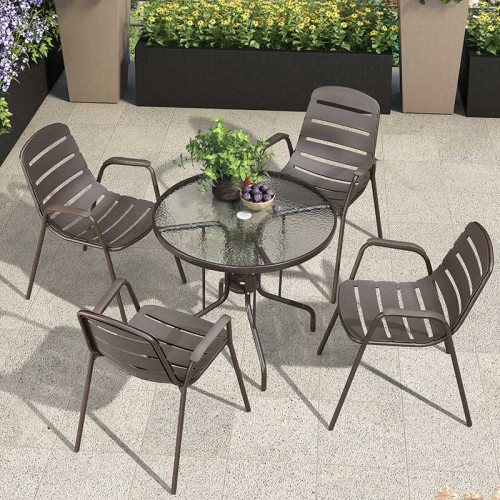 patio furniture set with coffee plastic wood table and chairs-Yuxun