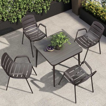 patio furniture set with coffee plastic wood table and chairs-Yuxun