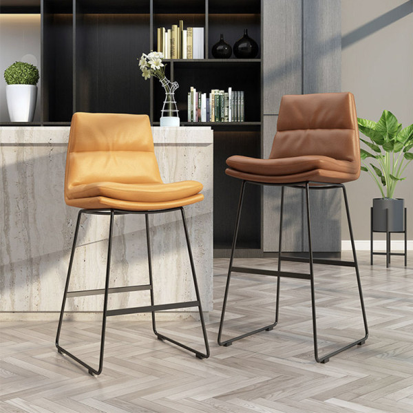 wholesales bar stool with leather cushion modern simple high bar chair with metal foot-Yuxun
