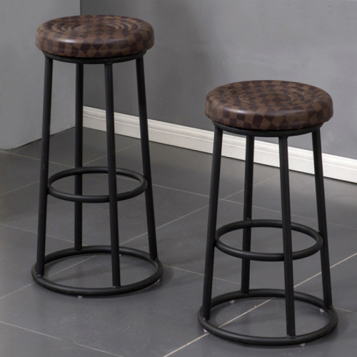wholesales wooden top bar stool modern simple  high bar chair with metal foot-Yuxun