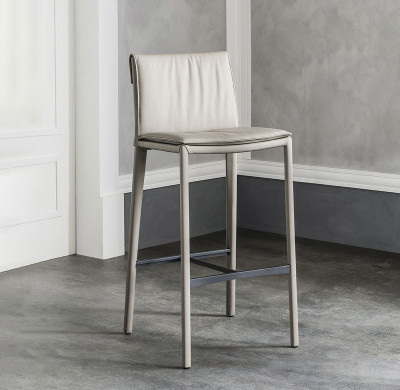 wholesales cowhide bar stool modern simple  high bar chair steel frame-Yuxun