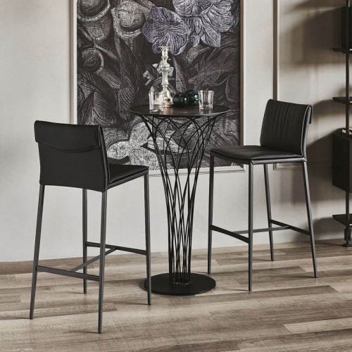 wholesales cowhide bar stool modern simple  high bar chair steel frame-Yuxun