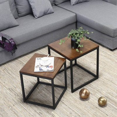 wholesales square wooden coffee table and chairs round shape modern style-Yuxun