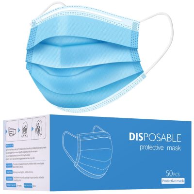 Elastic Earloop Disposable Face Mask Trilayered Nonallergic