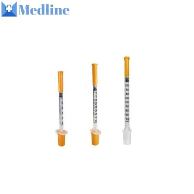Disposable Orange Syringe Insulin 100 Iu with Needle Insuline Syringe 1 Ml