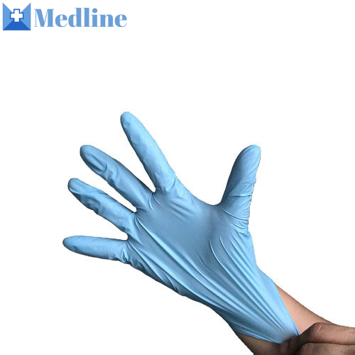 Disposable Natural Latex Medical Examination Nitrile Glove Blue Color