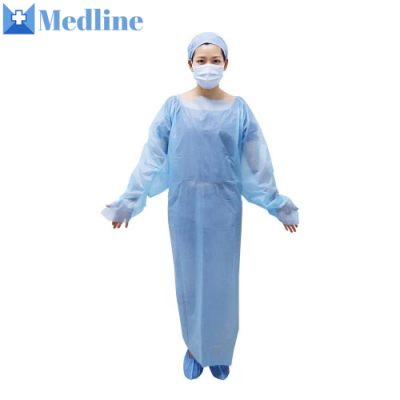 Blue SMS PP PE Disposable Gown Waterproof Plastic Disposable Suit