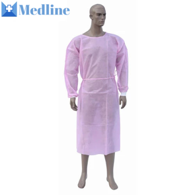 Hospital Quality Patient Aid PPE Disposable Isolation Gown 63" L