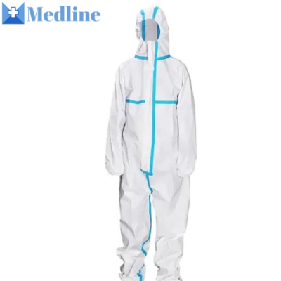 Two-way Zipper Protective Disposable Coveralls Hooded with Elastic Cuff