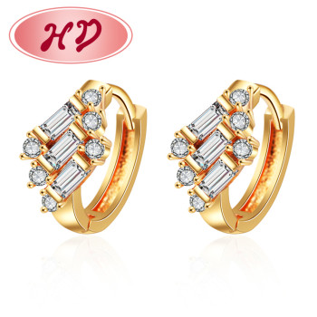 Bulk Jewelry Online| Triple Huggie Hoop Earrings Classic Dazzling Cubic Zirconia Baguette Cluster | Cartilage Cuff Diamond Hypoallergenic Earring18K Gold Plated