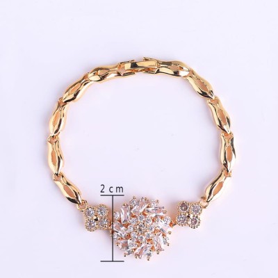Bulk Jewelry Women Bracelets| Hotsale Bling Crystal Flower Bracelet|18K Gold Plated AAA Cubic Zirconia Bangles for Women Girls
