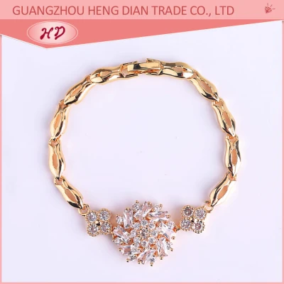 Bulk Jewelry Women Bracelets| Hotsale Bling Crystal Flower Bracelet|18K Gold Plated AAA Cubic Zirconia Bangles for Women Girls