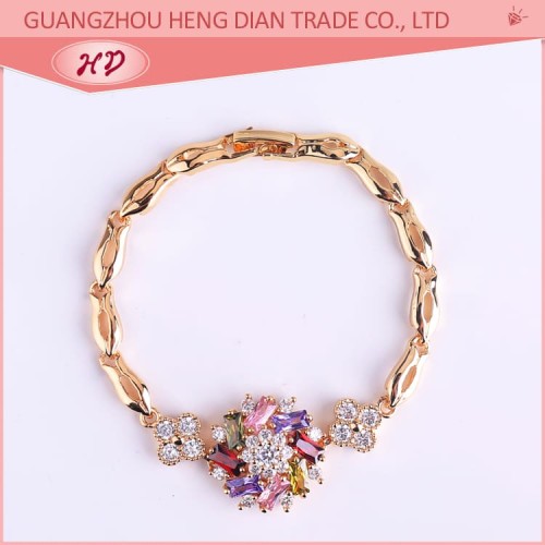 Bulk Jewelry Women Bracelets| Hotsale Bling Crystal Flower Bracelet|18K Gold Plated AAA Cubic Zirconia Bangles for Women Girls
