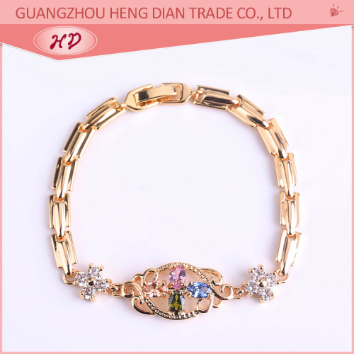 Factory Supply 18 Carat Gold Bracelets Bangle| Cross Design Diamond AAA Cubic Zirconia| Bling Jewelry Batch Gold Bracelet for Women Girls