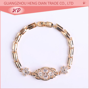 Factory Supply 18 Carat Gold Bracelets Bangle| Cross Design Diamond AAA Cubic Zirconia| Bling Jewelry Batch Gold Bracelet for Women Girls