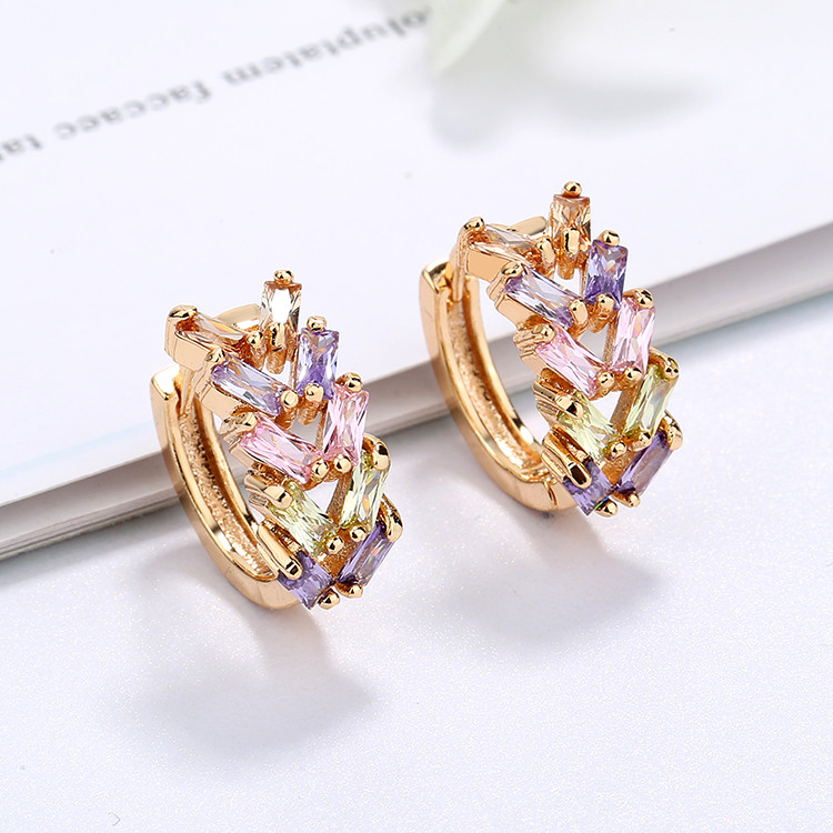 multicolor CZ trendy huggie earrings