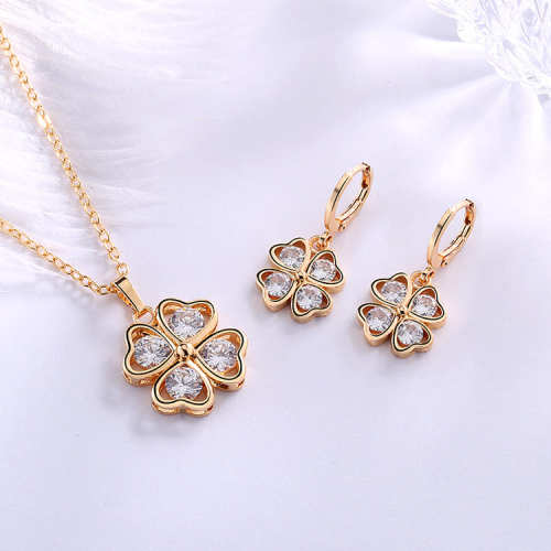 Bulk Charm Wholesale Jewelry Sets New Arrival | Lovely Elegant Four Leaf Clover Jewelry sets Necklaces Earrings| Women Girl Wedding Party Birthaday Gift