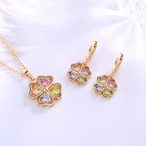 Bulk Charm Jewelry Sets New Arrival | Lovely Elegant Four Leaf Clover Jewelry sets Necklaces Earrings| Women Girl Wedding Party Birthaday Gift