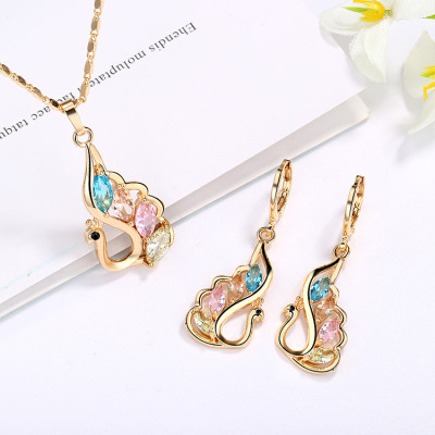 Elegant Cubic Zirconia Jewelry Sets: Vintage Peacock Design, 18k Gold Plated, Hypoallergenic