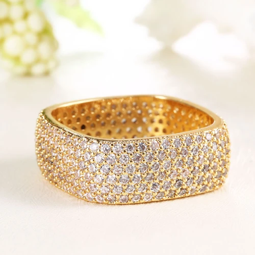 Wholesale Rings for Men or Women| Personalized Individual Geometric Square Gold Diamond Ring| Fashionable Hiphop Rings for Men Girls
